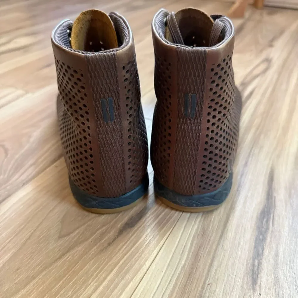 NOBULL Men’s Brown Perforated High-Top Coffee Leather Trainer Sneakers Shoes Siz